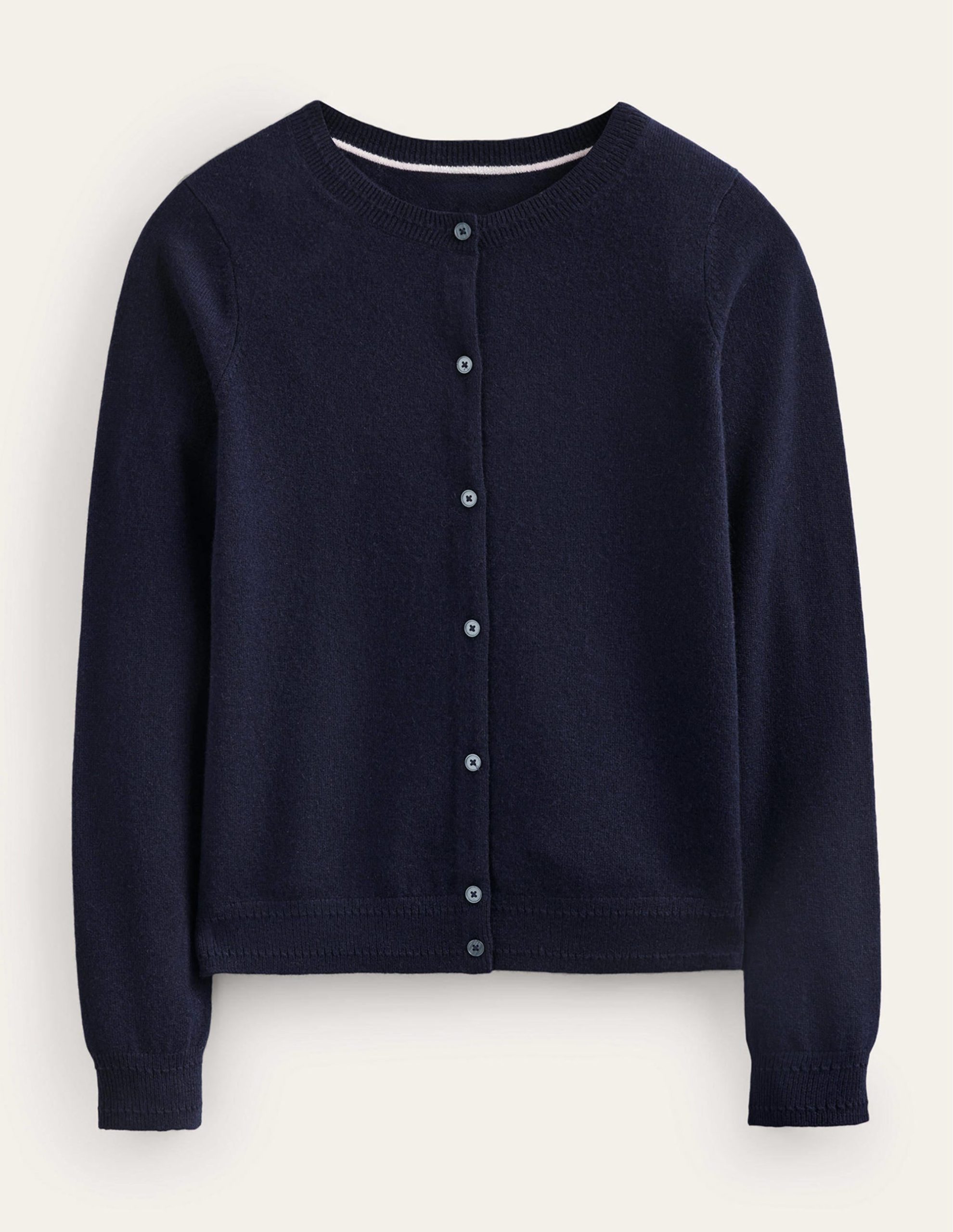 Eva Cashmere Crew Cardigan-Navy - Image 7