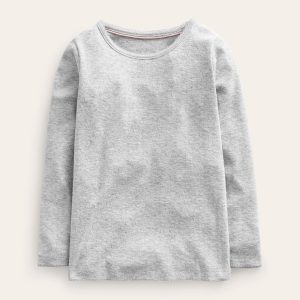 Long Sleeve Pointelle Top-Grey Marl