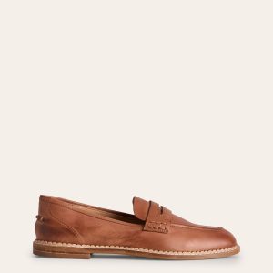 Nya Penny Loafers-Tan Burnished Leather