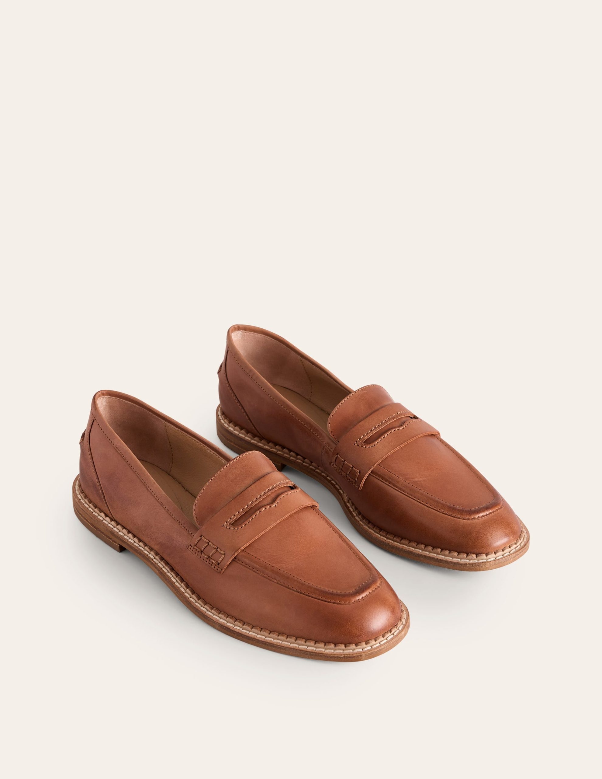 Nya Penny Loafers-Tan Burnished Leather - Image 3