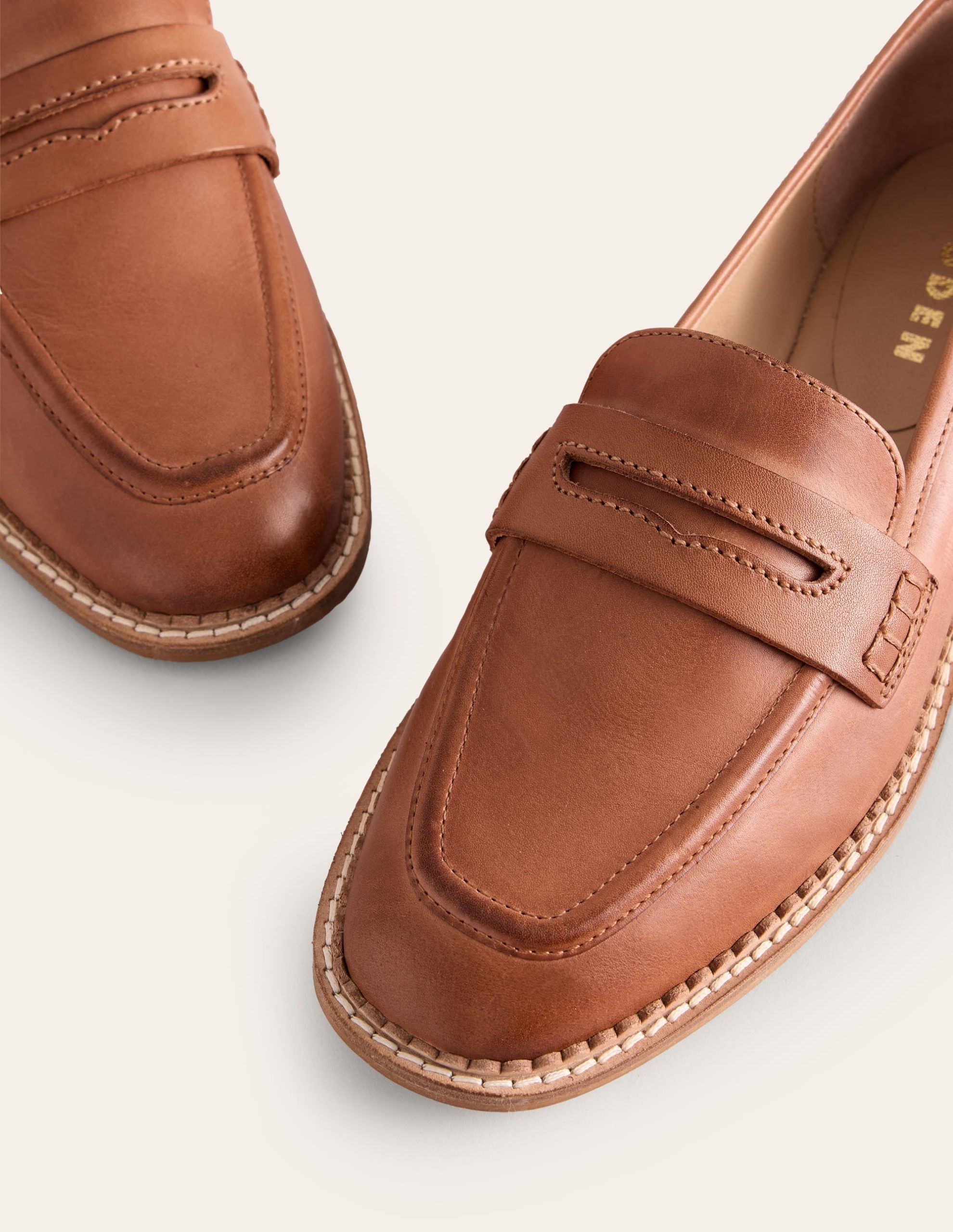 Nya Penny Loafers-Tan Burnished Leather - Image 4
