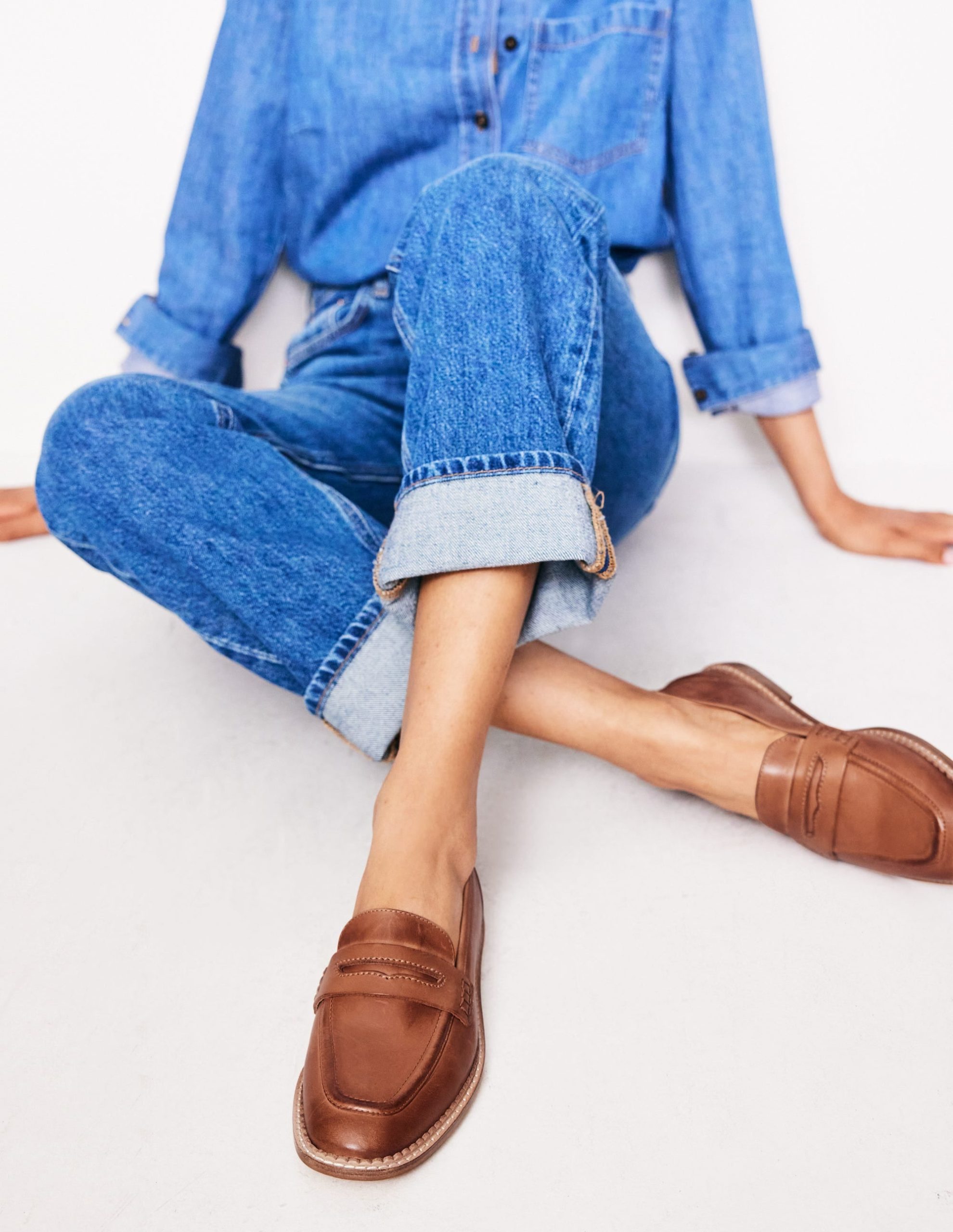 Nya Penny Loafers-Tan Burnished Leather - Image 2