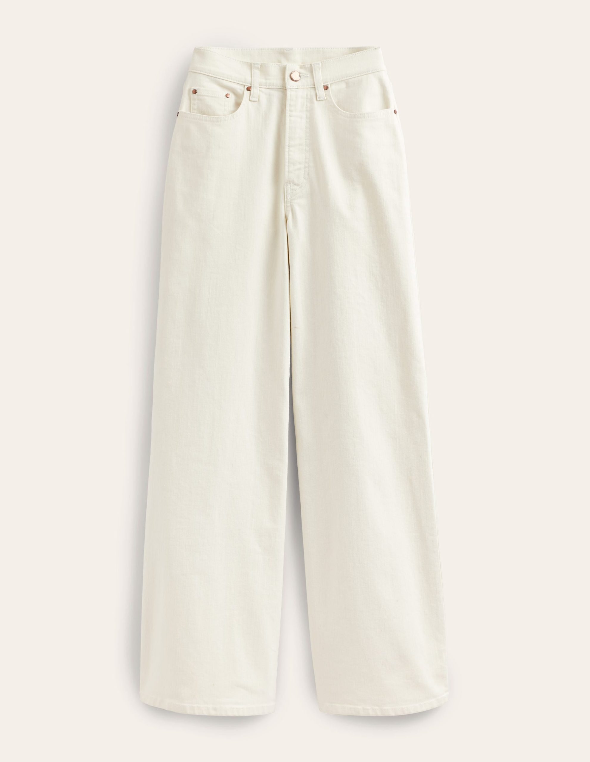 High Rise Wide Leg Jeans-Ecru - Image 3