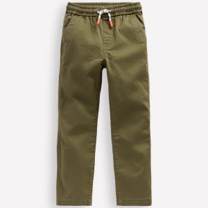 Slim Pull On Trousers-Woodland Green
