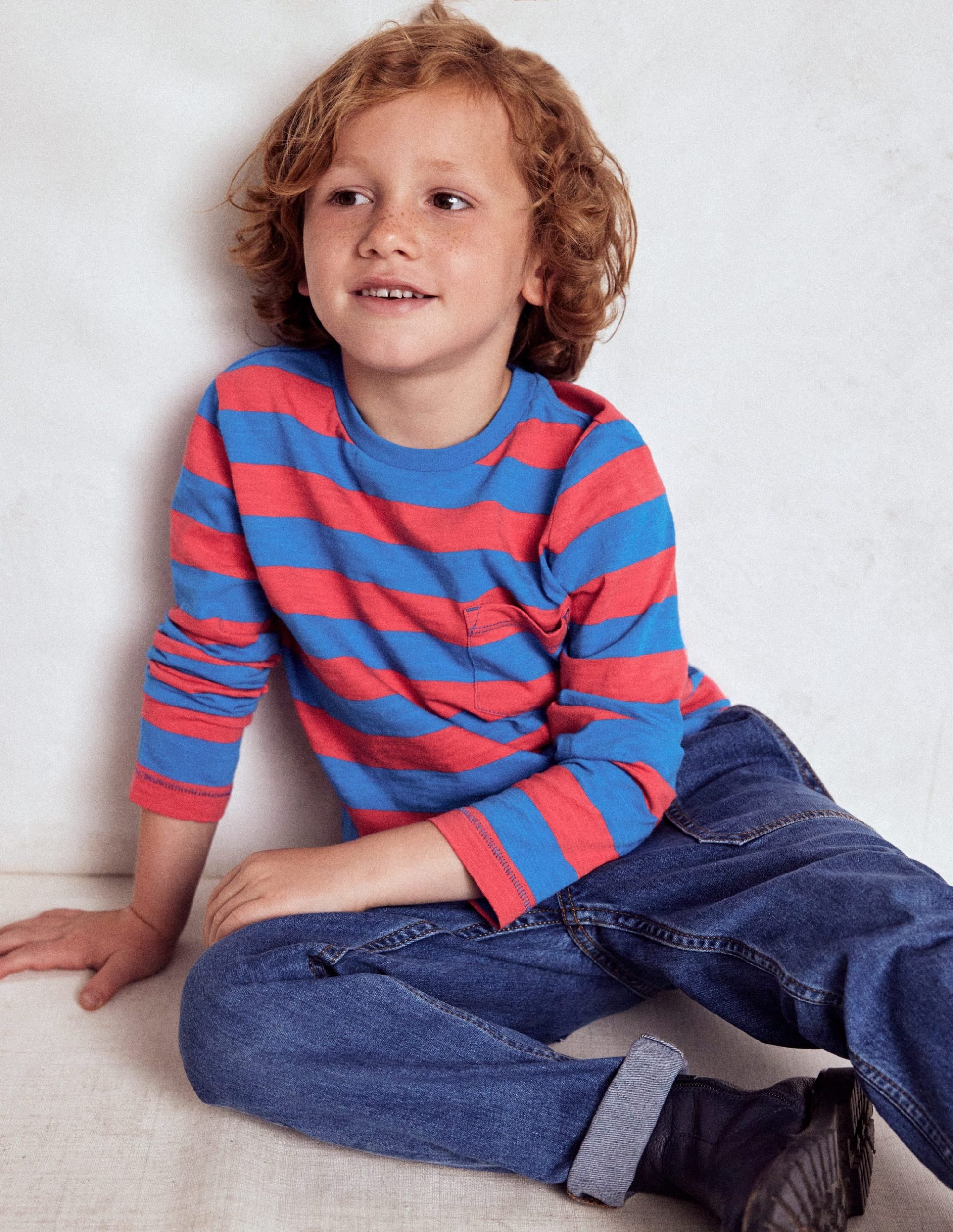 Everyday Long Sleeve T-Shirt-Kingfisher Blue/ Jam Red - Image 3