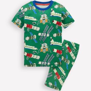 Snug Short John Glow Pyjamas-Green Satellites