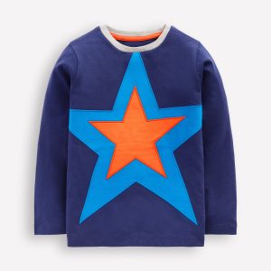 Star Appliqué T-shirt-College Navy Star