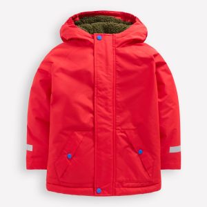 Borg Lined Anorak-Red