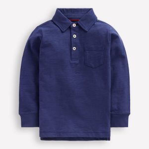 Long Sleeve Slub Polo-College Navy