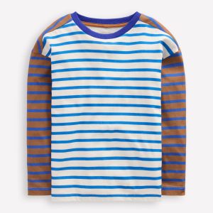 Breton T-shirt-Cognac/ Bright Blue