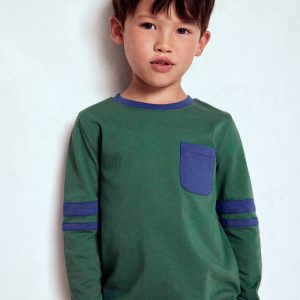 Colour Block T-shirt-Smoke Pine/ Starboard Blue