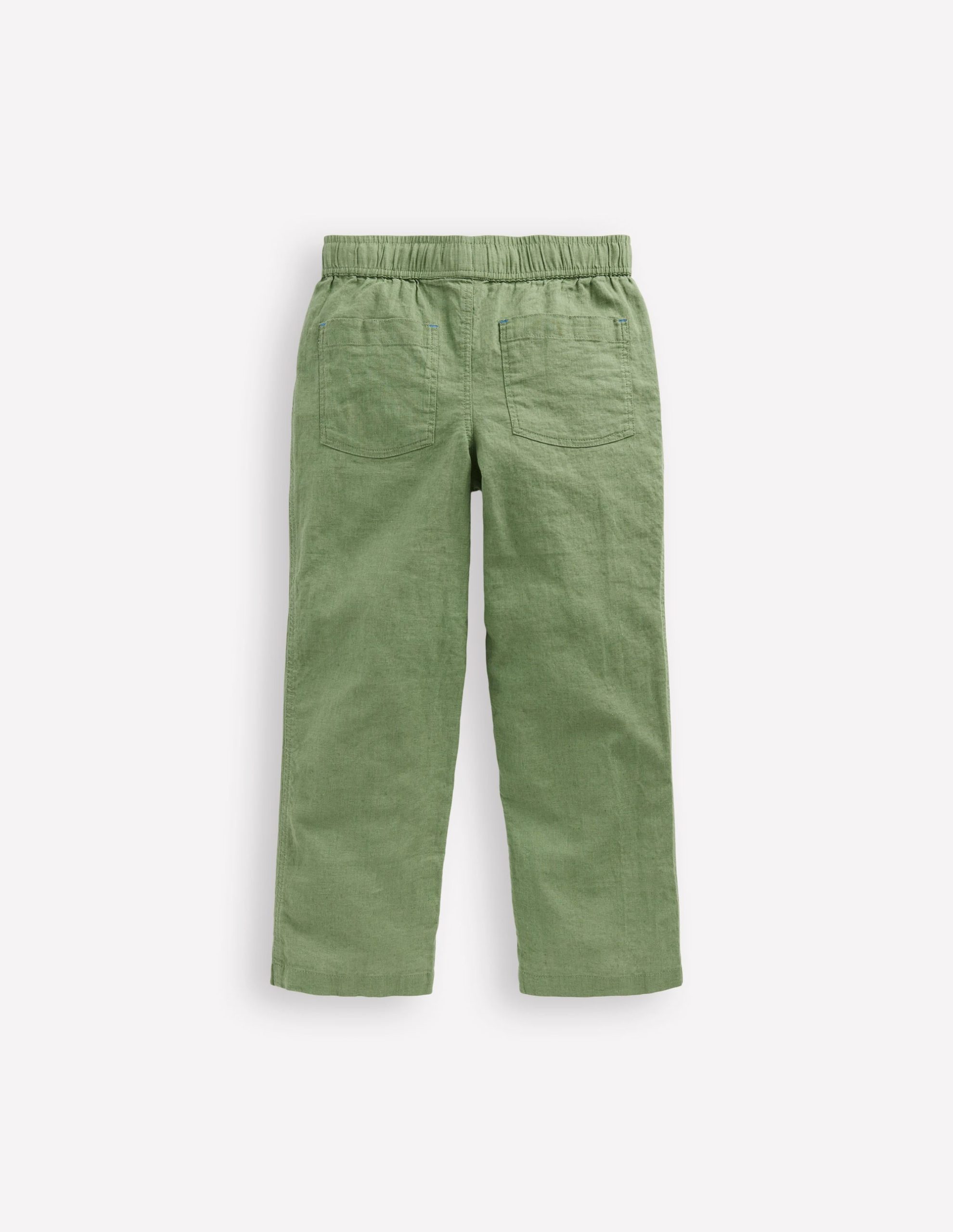 Cotton Linen Pull-On Pants-Newt Green - Image 3