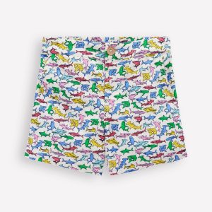 Cotton Linen Shorts-Multi Micro Sharks