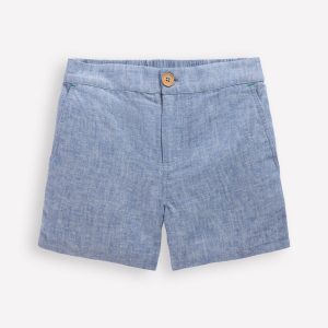 Cotton Linen Shorts-Chambray