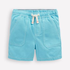 Pull-On Cotton Shorts-Caribbean Blue