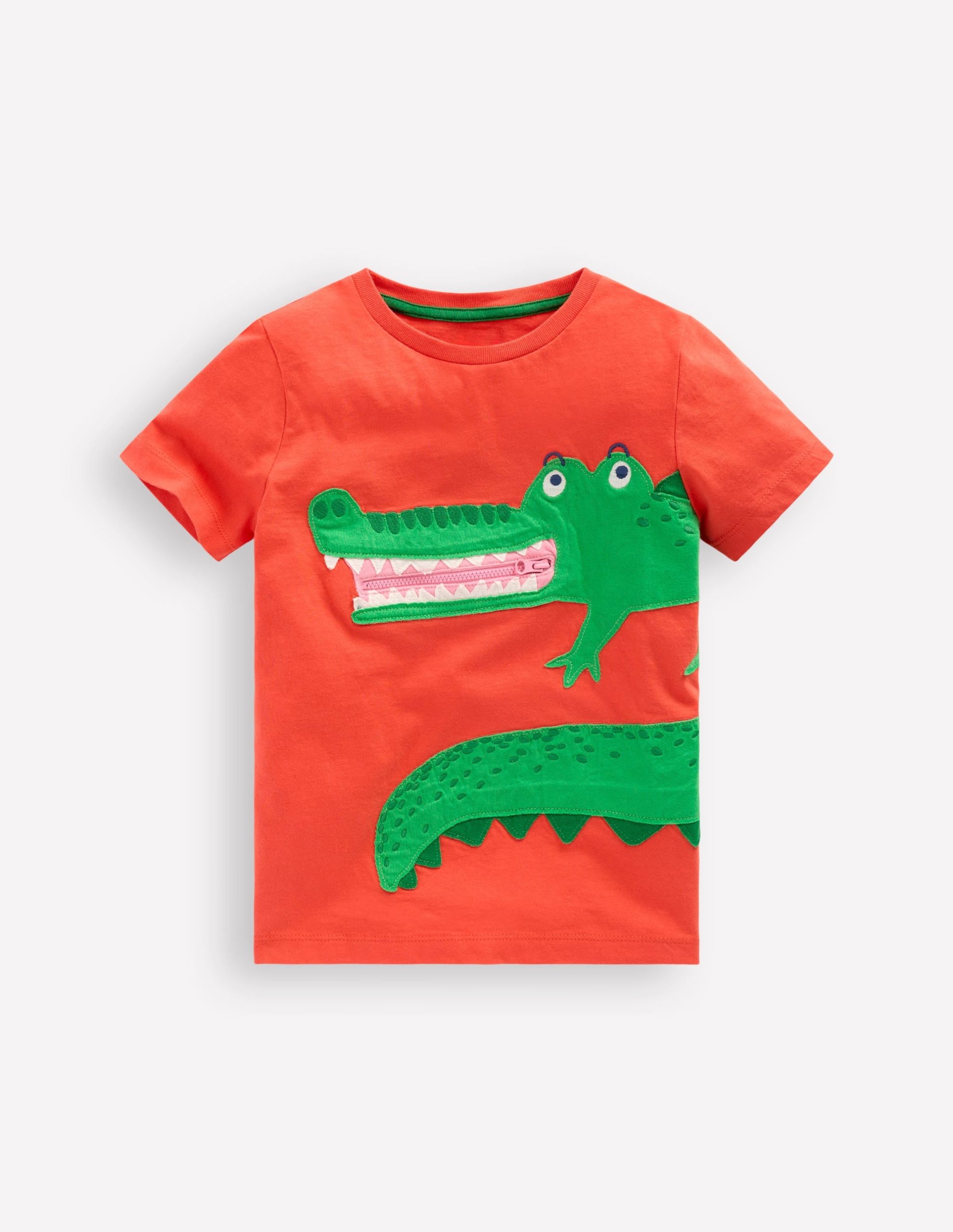 Zip Applique T-shirt-Kiln Orange Crocodile - Image 2
