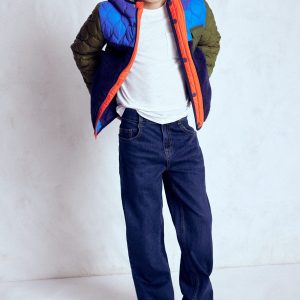 Quilted Borg Jacket-Classic Khaki Colourblock