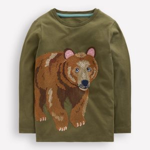 Longsleeve Superstitch T-shirt-Classic Khaki Bear