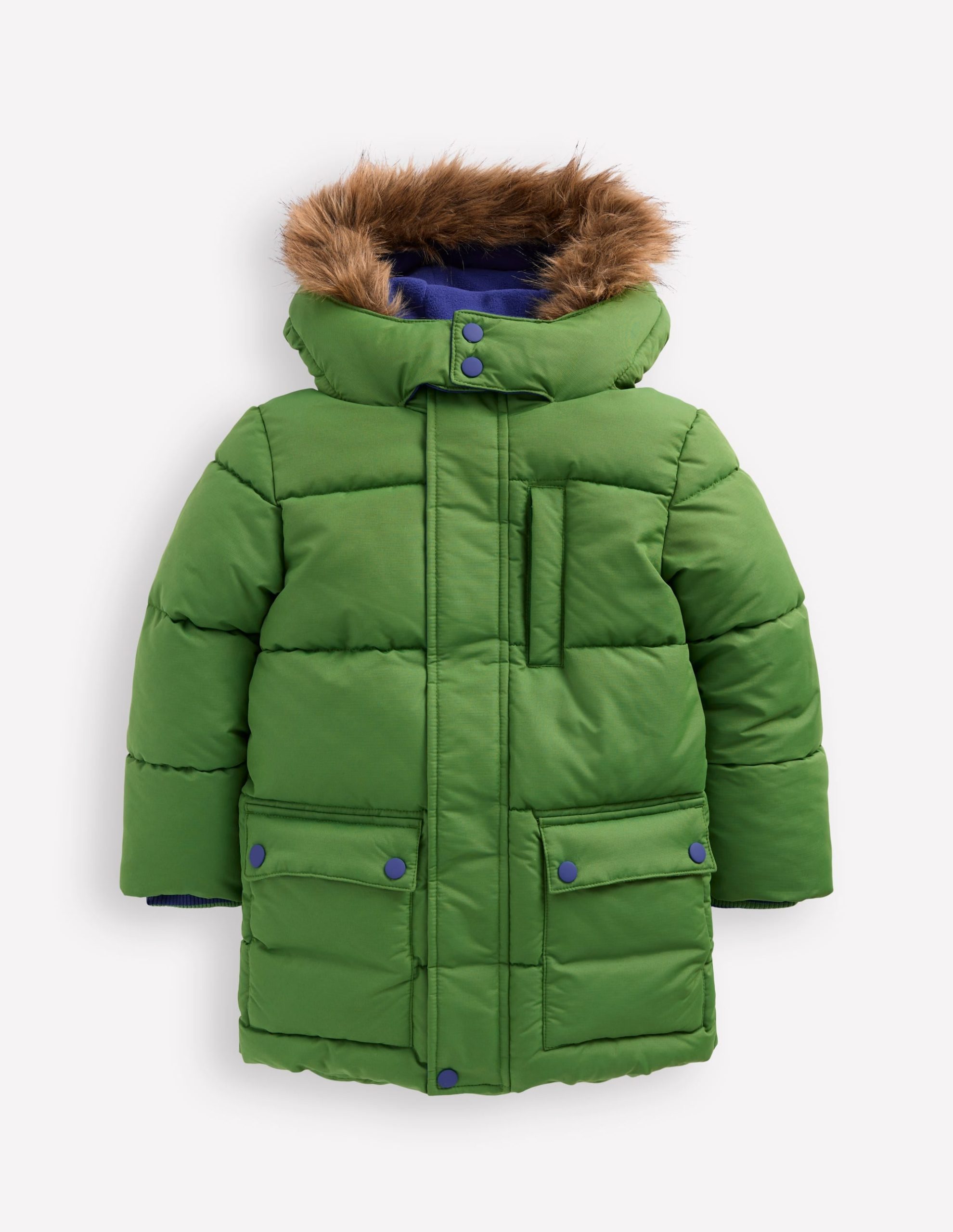 Fleece Lined Padded Coat-Green