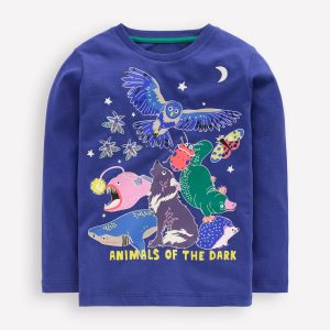 Long Sleeve Glow T-shirt-Medieval Animals of the dark