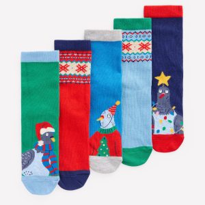 5-pack Festive Socks-Christmas Pigeons