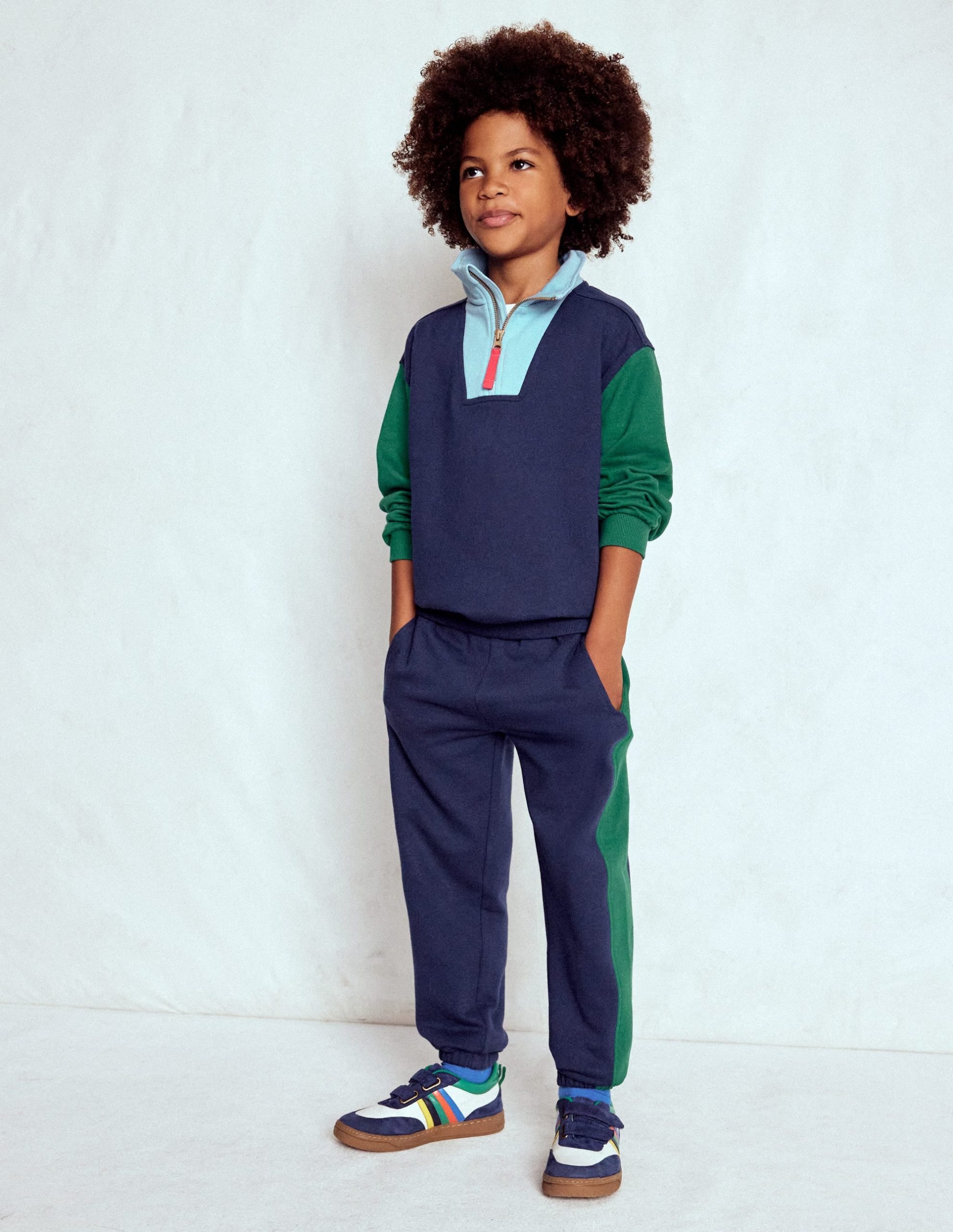 Half-Zip Sweatshirt-Medieval blue Colourblock - Image 2