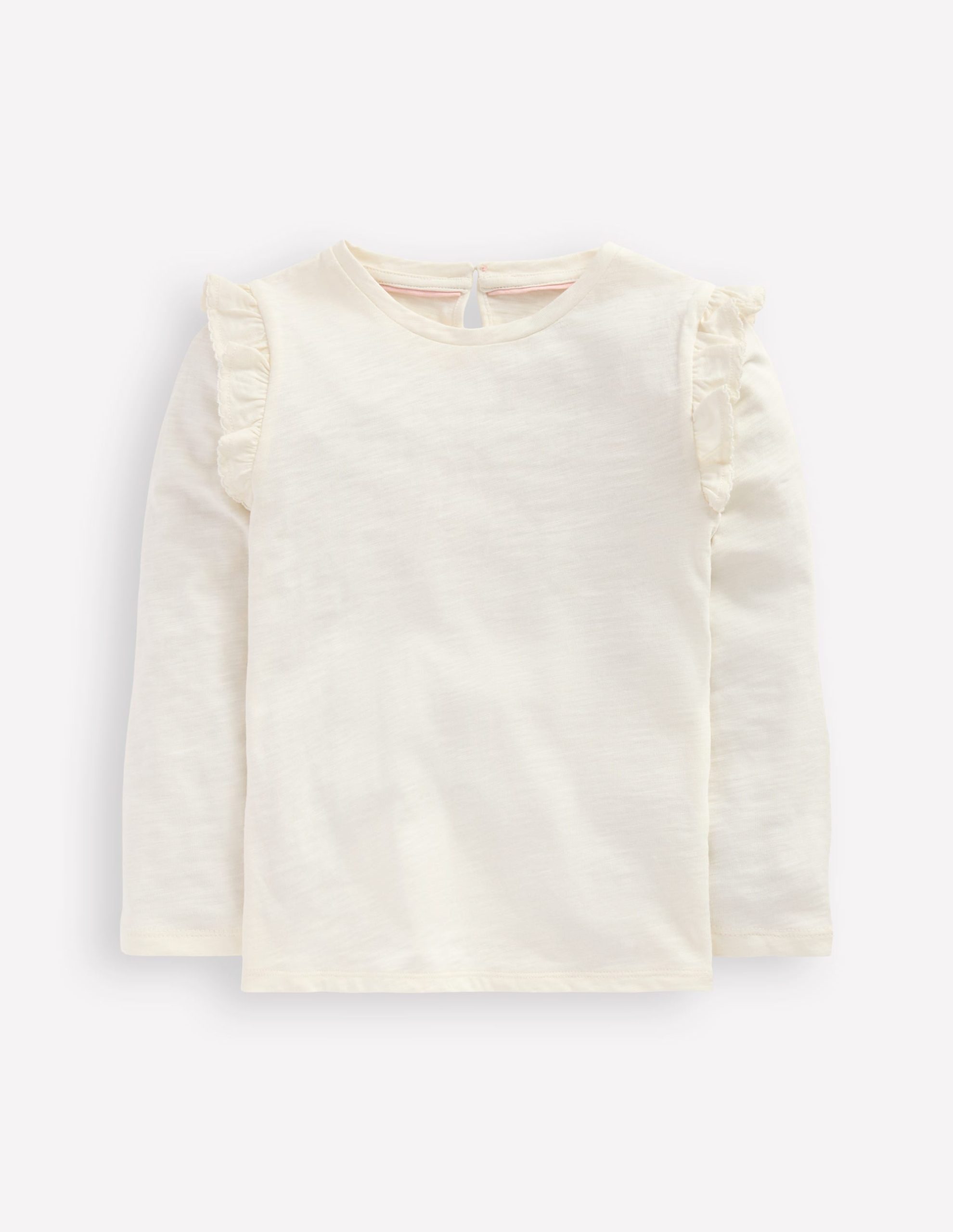 Frill Sleeve Slub Top-Soft Ivory - Image 4