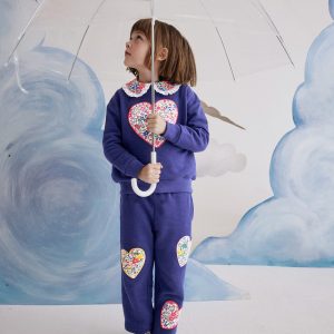 Bobbie Appliqu?? Joggers-Starboard Blue Hearts