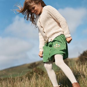 Button-through Mini Skirt-Broccoli Green Flowers