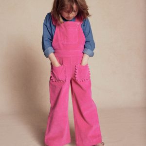 Frill Overalls-Raspberry Pink