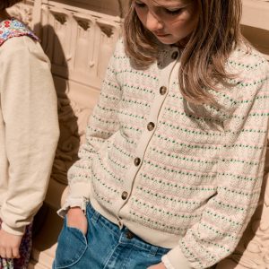 Pointelle Collared Cardigan-Warm Ivory