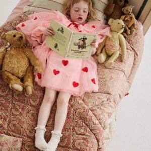 Tiered Tulle Dress-Chalk Pink Hearts