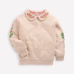 Embroidered Sweatshirt-Oatmeal Marl Embroidery
