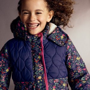Joni Quilted Parka Coat-Blue Flower Meadow