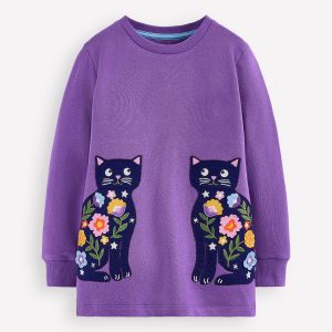Applique Tunic-Purple Topaz Cats