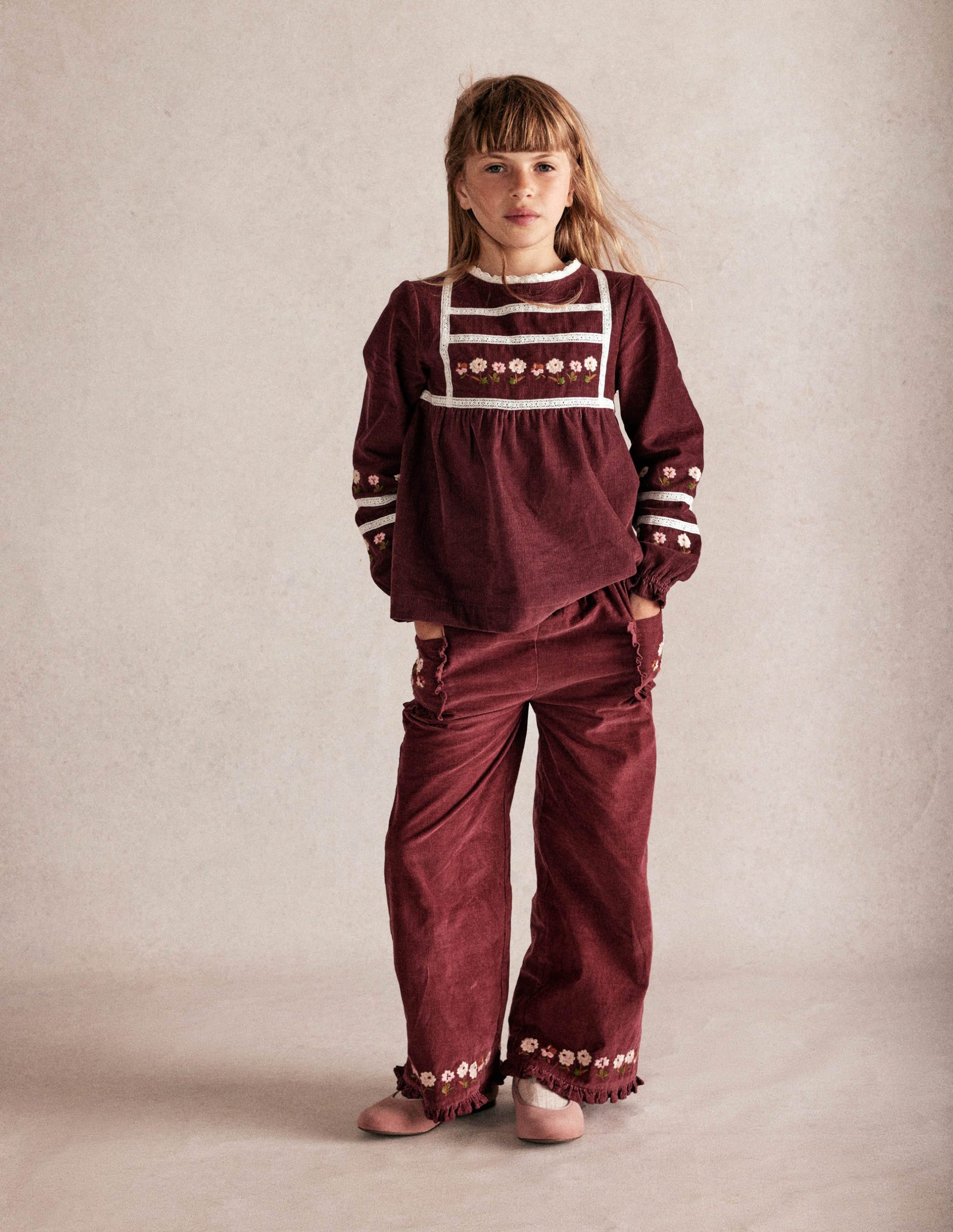 Embroidered Lace Top-Chestnut Embroidery