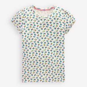 Short Sleeve Pointelle Top-Soft Ivory Ditsy Floral