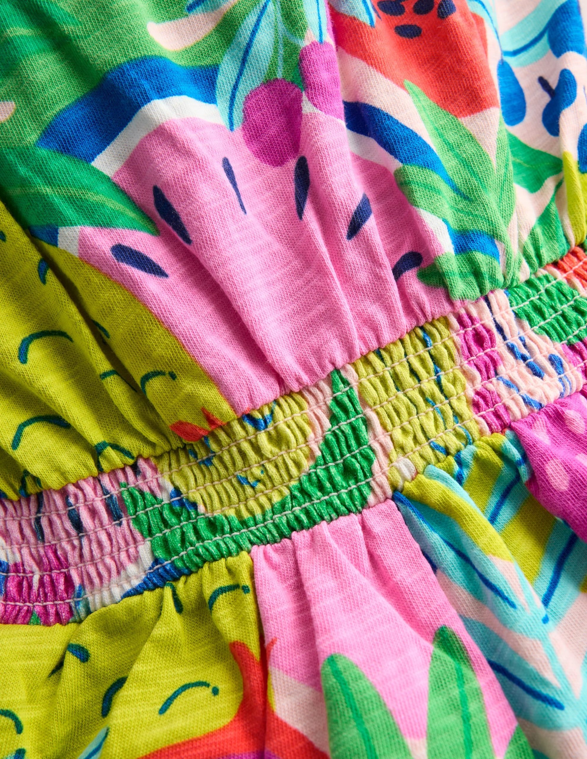 Ciara Pom Trim Jersey Romper-Multi Tropical Fruit - Image 5