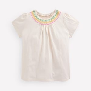 Jersey Smocked Top-Soft Ivory