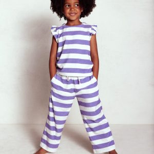 Relaxed Towelling Top-Soft Ivory/Aster Purple