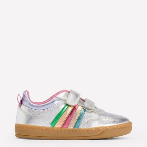 Colourblock Low Tops-Silver Metallic