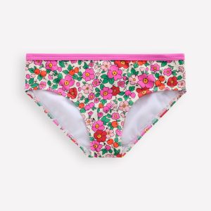 Patterned Bikini Bottoms-Pink Apple Blossom Floral