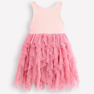 Jersey Tulle Mix Dress-Chalk Pink