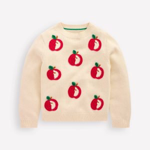 Karina Fun Crochet Sweater-Ivory Apples