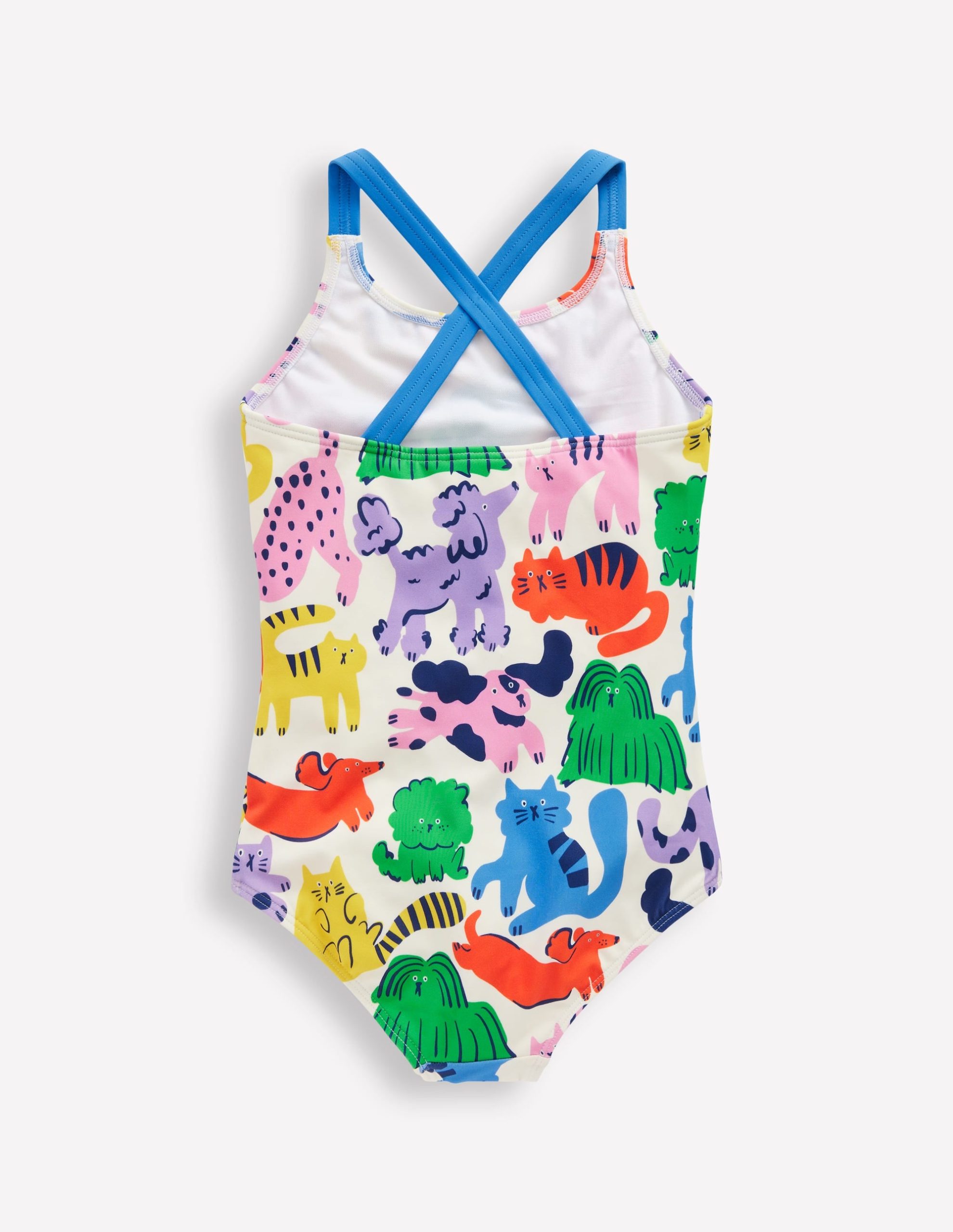 Cross-back Printed Swimsuit-Multi Oatmeal Rainbow Pets - Image 2