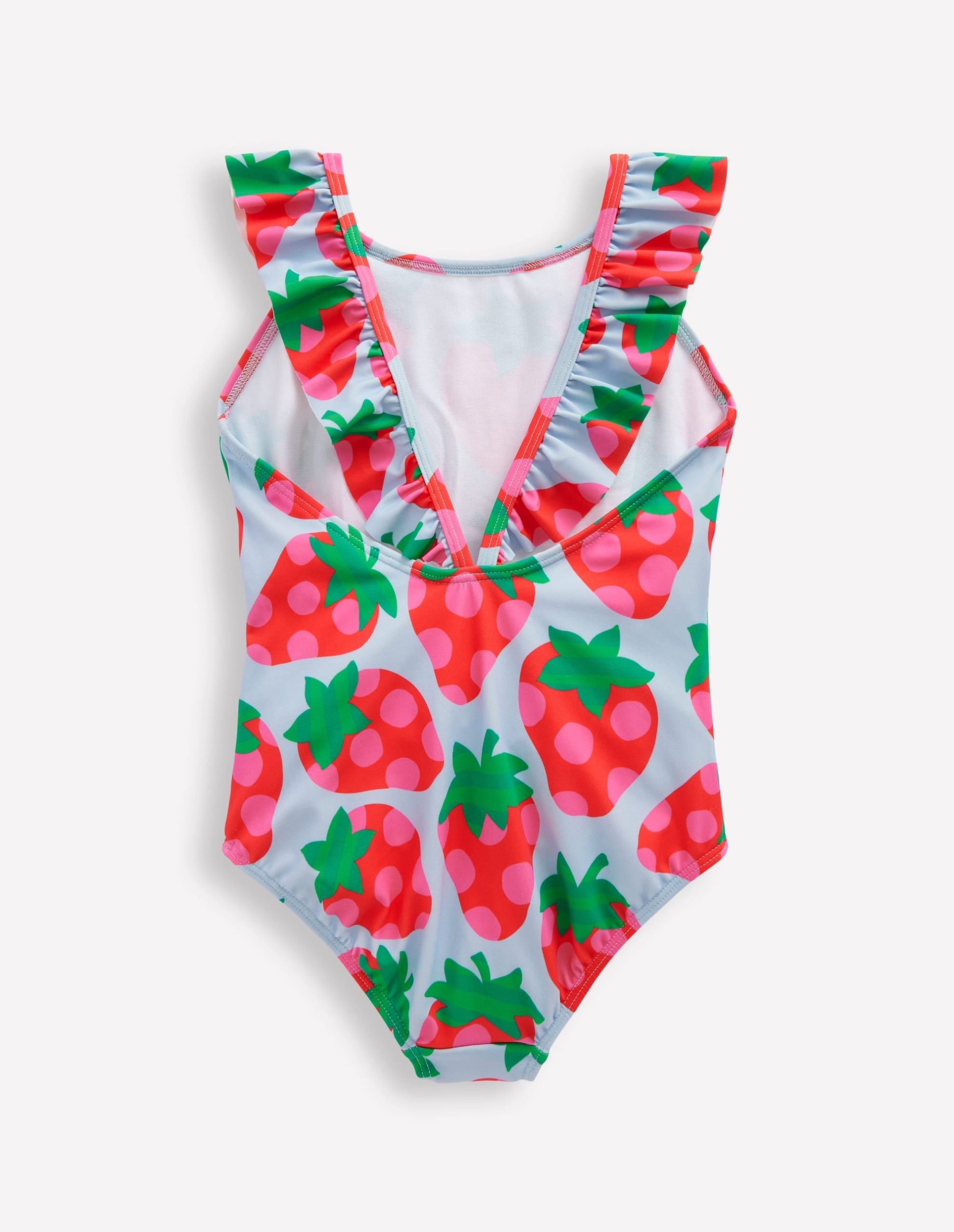 Hallie Frill Strap Swimsuit-Misty Blue Strawberry - Image 2