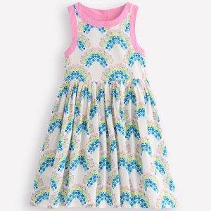 Harlow Back Detail Dress-Soft Ivory Rainbow Shells