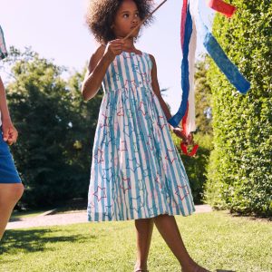 Remy Button Through Dress-Peacock Plume Blue Star