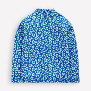 Sun Safe Patterned Rash Vest-Aquamarine Leopard