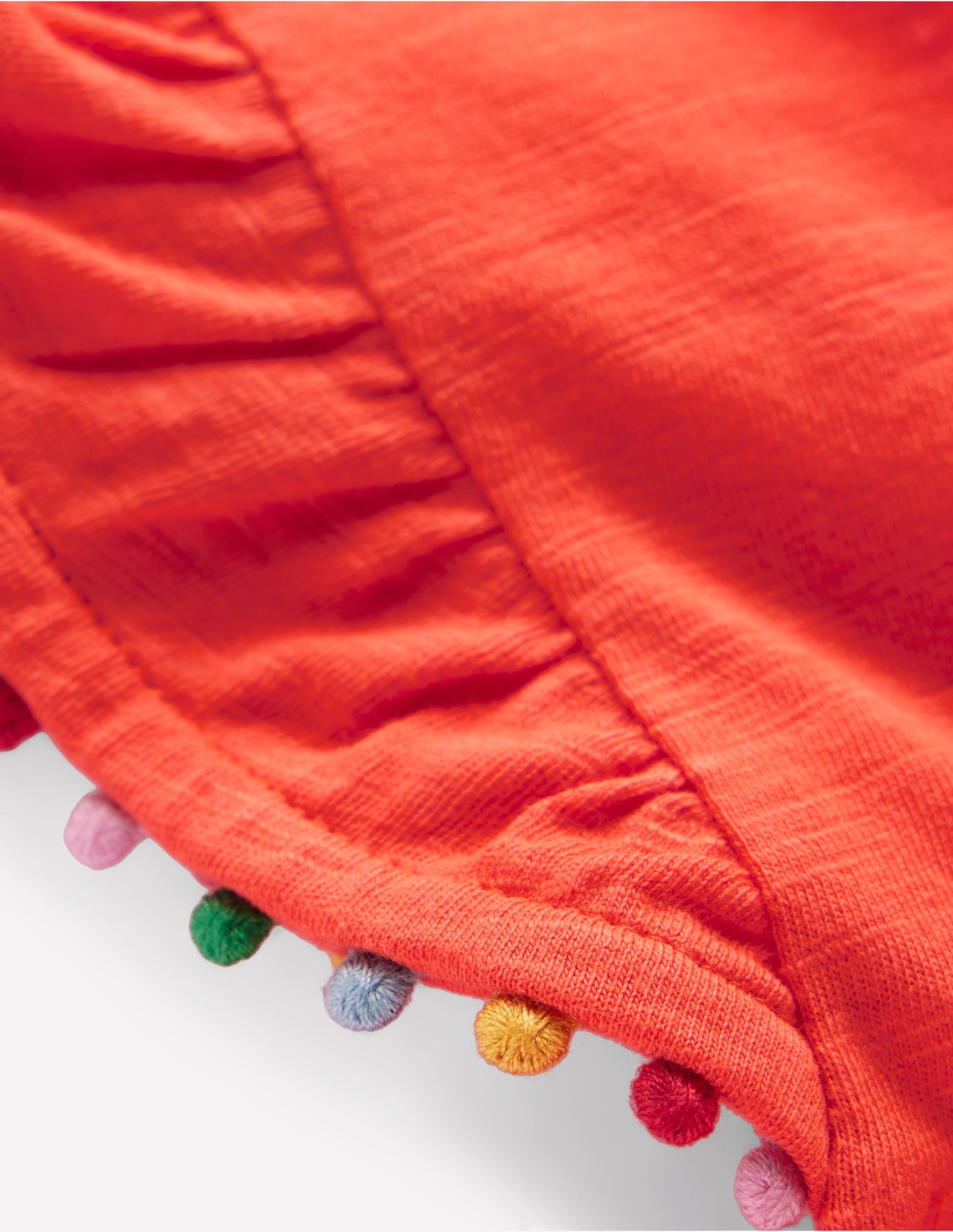 Frill Sleeve Pom Top-Coral Orange - Image 3